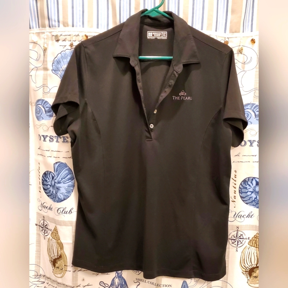 Ladies Golf Shirt, 'The Pearl' Ladies Black Polo Shirt